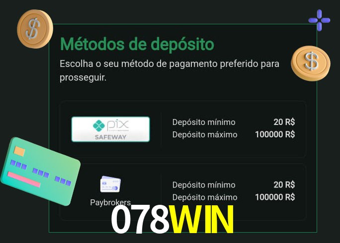 O cassino 078WIN oferece uma grande variedade de métodos de pagamento